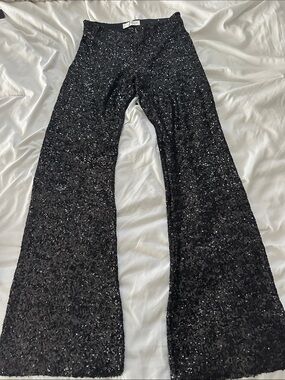 Zara Black Sequin Flared Pants